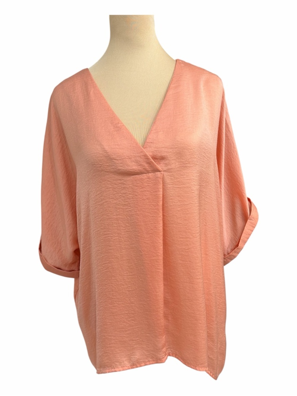 glam Peach V-Neck Relaxed Dolman Blouse